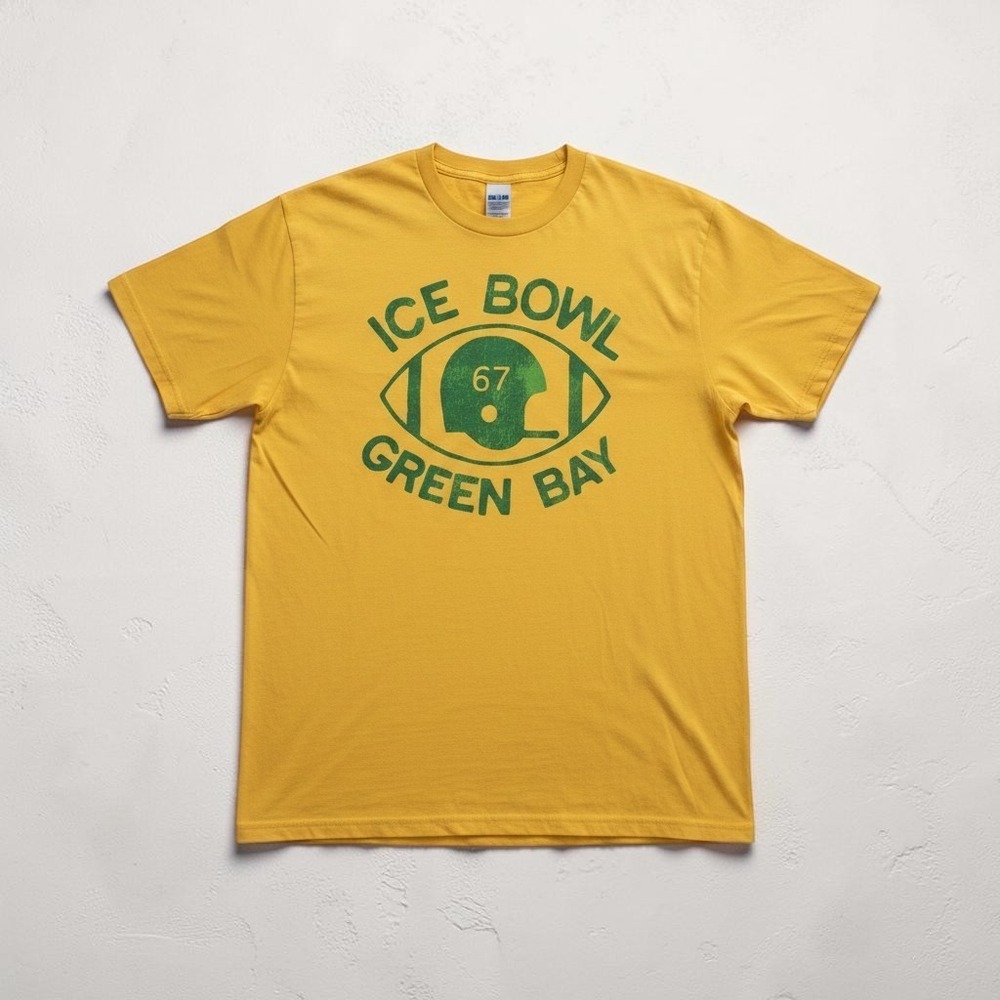 Homage Ice Bowl Green Bay 67 Graphic T-Shirt‎ Mens XL Gold Yellow Made in USA